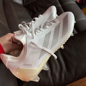 Adidas unisex men White and Silver Soccer Cleats